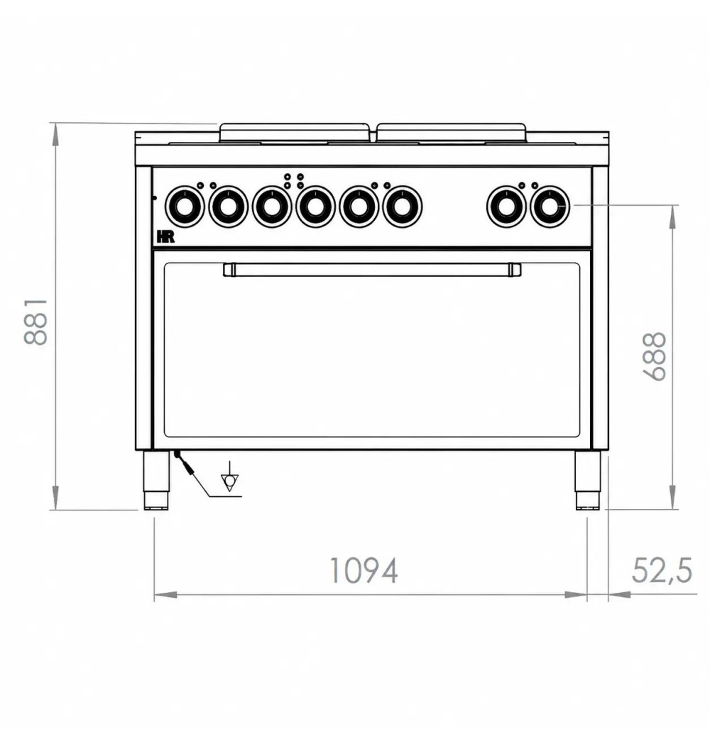 Cocina Eléctrica 6 Placas con Horno Maxi HR Fainca CE6P750HM