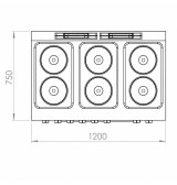 Cocina Eléctrica 6 Placas con Horno Maxi HR Fainca CE6P750HM