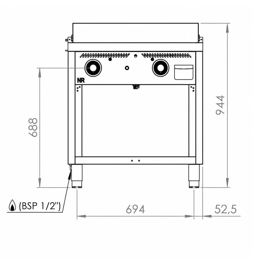 Fry Top Gas HR Fainca FT7508E con Mueble Serie 750