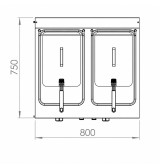 Freidora eléctrica doble trifásica 12 estante HR Fainca FD15L15L12T750E| Serie 750