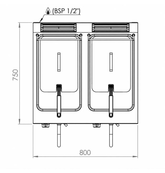 Freidora de gas 12L doble sobremesa HR Fainca FDG12L12L750S| Serie 750