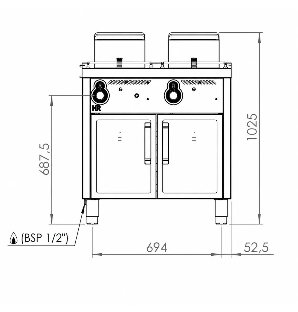 Freidora de gas 12L doble estante HR Fainca FDG12L12L750E| Serie 750