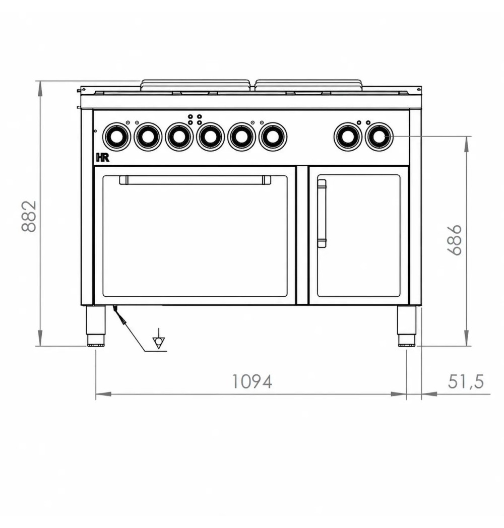 Cocina Eléctrica 6 Placas con Horno HR Fainca CE6P900H Serie 900