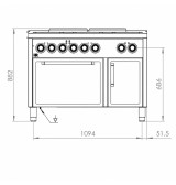Cocina Eléctrica 6 Placas con Horno HR Fainca CE6P900H Serie 900