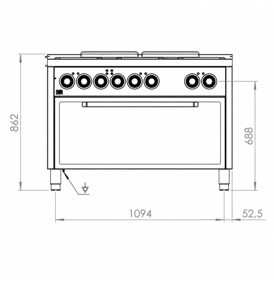 Cocina Eléctrica 6 Placas con Horno Maxi HR Fainca CE6P900HM Serie 900