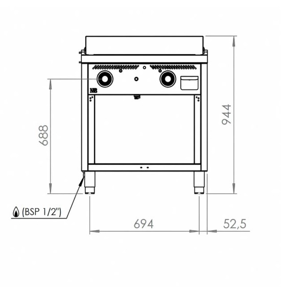 Fry Top a Gas con Mueble HR Fainca FT9008E | 18,2 kW