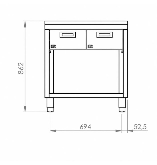 Mueble Neutro HR Fainca CN9008E 800 mm con 2 Cajones