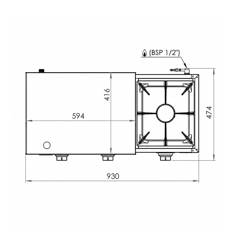 Plancha 600 gas rectificada + fogón HR Fainca PLC6100RTF - Gastromáquinas
