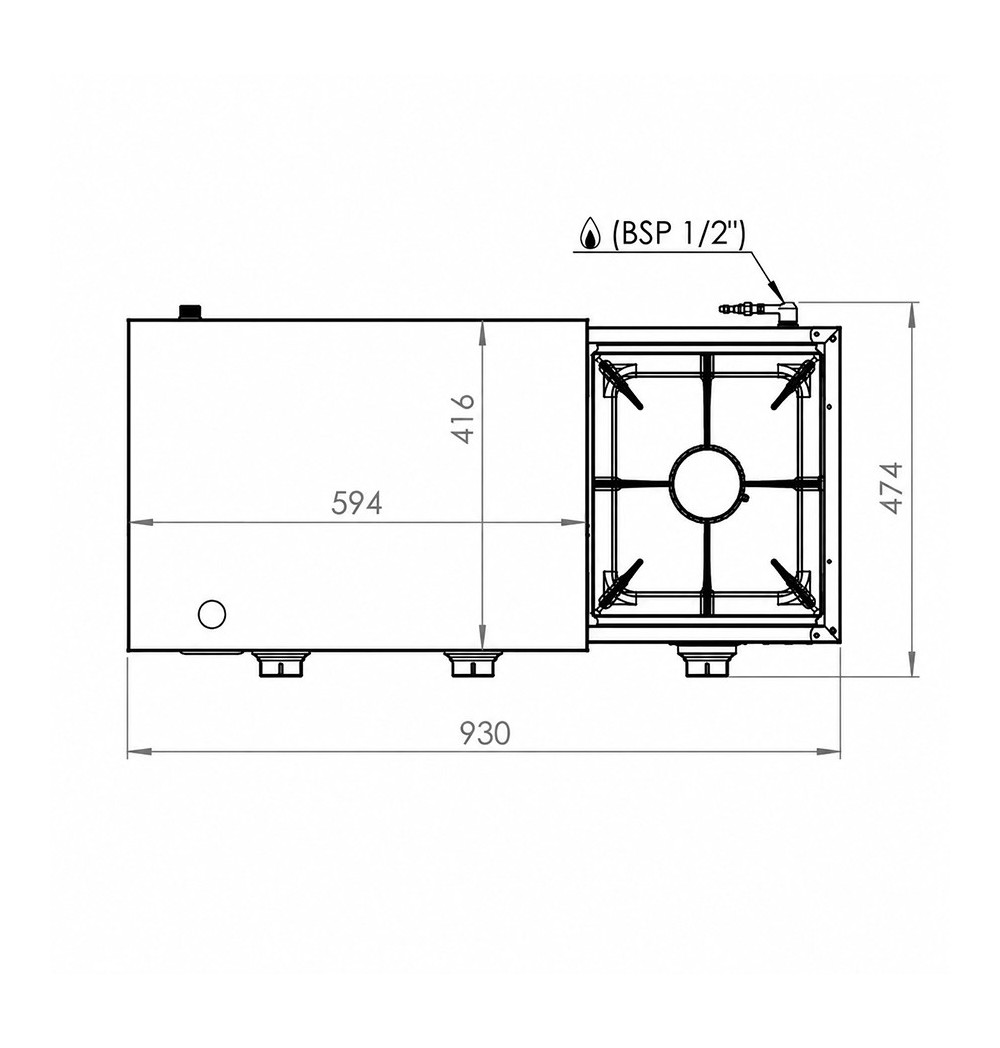Plancha 600 gas cromo + fogón HR Fainca PLC6100CRF - Gastromáquinas