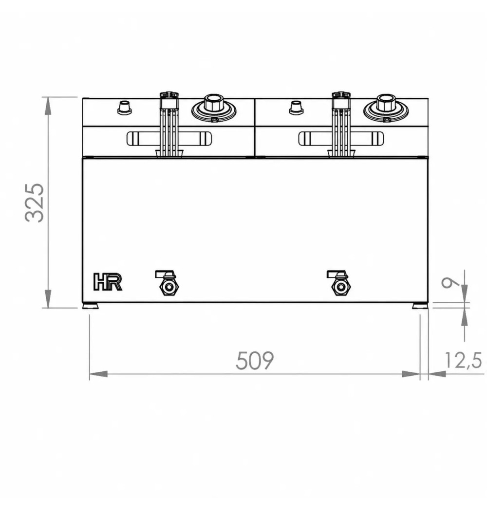 Freidora Eléctrica Doble 8+8L Alta Potencia con Grifo HR Fainca FD8L8LARC | Serie 100