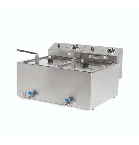 Freidora Eléctrica Doble 8+8L Trifásica con Grifo HR Fainca FD8L8LTRIFC | Serie 100